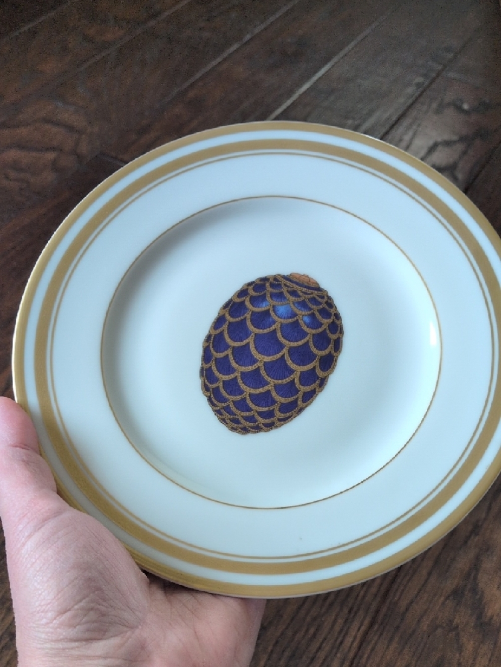 FABERGE I Limoges French Imperial Egg Collection Pinecone Pattern Salad Plate - Picture 12 of 14